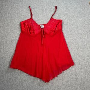 Junction West Sleep Red Lingerie Nightie Size Small Satin Sheer Mini Slip